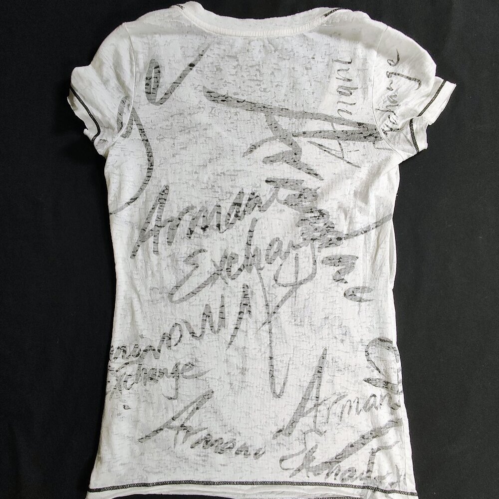 Armani Exchange Burnout Top Women's Small with Beaded Logo Y2K - Picture 2 of 8